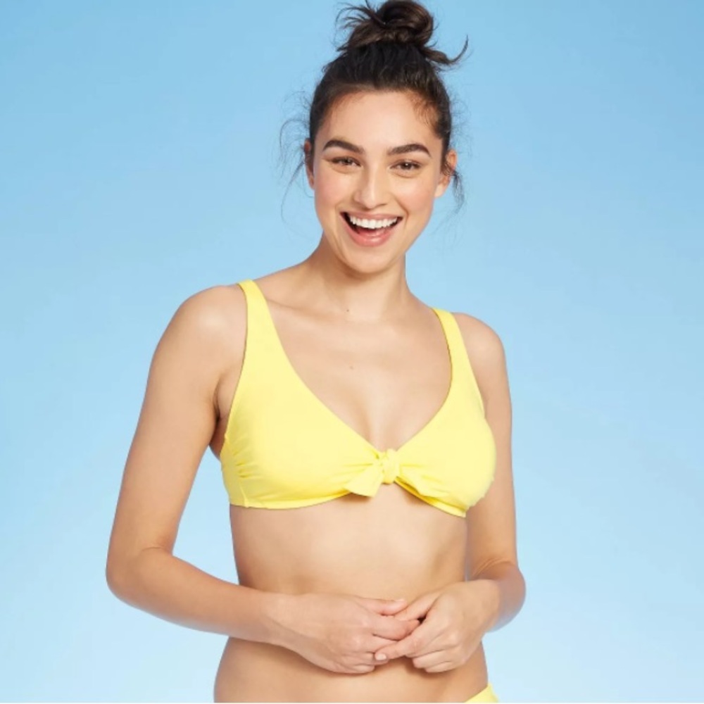 Kona Sol Yellow Tie Front Bikini Top